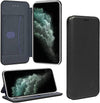 Gorilla Tech UK iPhone XS Max 6.5" PU Leather Case and Screen Protector Tempered Glass Wallet ID Card Holder Magnetic Closure Stand Curved Slim Flip Cover Black