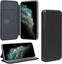 Gorilla Tech UK iPhone XS Max 6.5" PU Leather Case and Screen Protector Tempered Glass Wallet ID Card Holder Magnetic Closure Stand Curved Slim Flip Cover Black