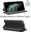 Gorilla Tech UK iPhone XS Max 6.5" PU Leather Case and Screen Protector Tempered Glass Wallet ID Card Holder Magnetic Closure Stand Curved Slim Flip Cover Black