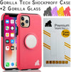 Gorilla Tech Silicone Cover for iPhone XS Case And Screen Protector 5.8 inch Popup Finger Holder Stand Anti Scratch Ultra Slim Shockproof Shockproof Survivor Tempered Glass Pink Colour 3 Pack